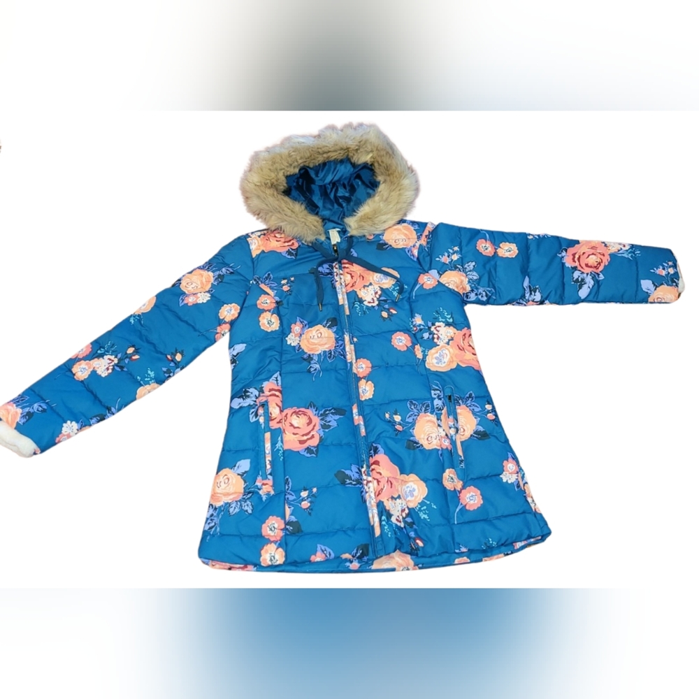 NWT Matilda Jane Break the Ice coat women Small floral faux fur trim